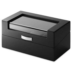 3 Slot Black Veneer Watch Display Box