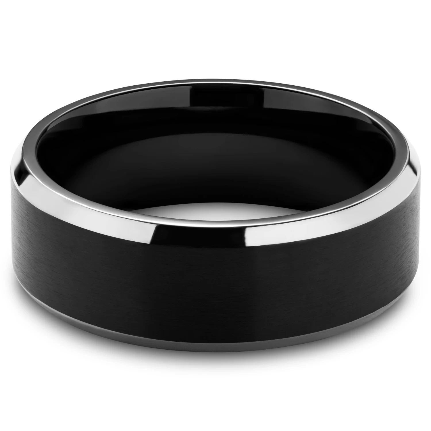 Aesop | 8 Mm Black Titanium With Silver-Tone Edges Ring - Image 6