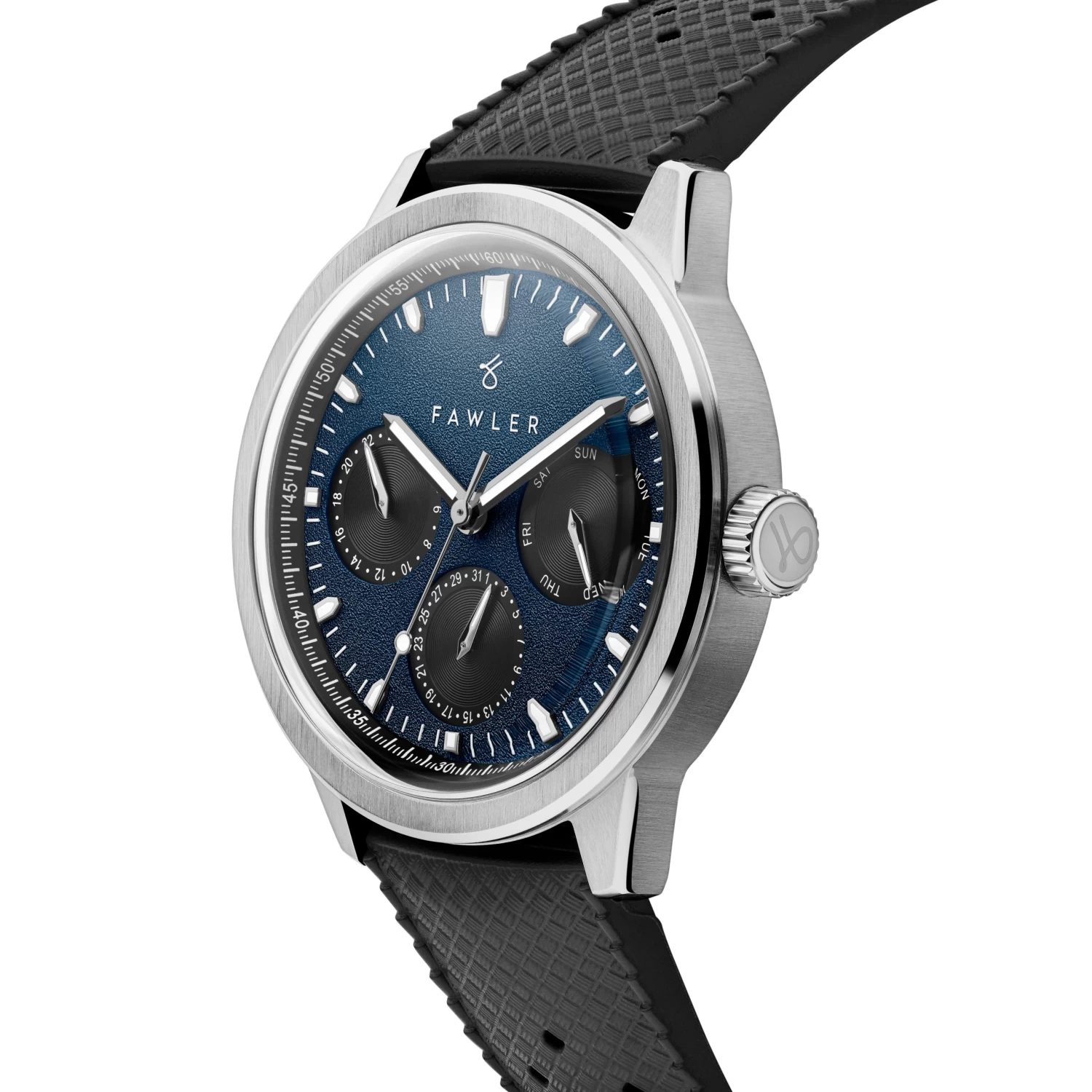 Fausto | Blue Stainless Steel Calendar Watch - Image 3