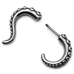 Satago | Stainless Steel Octopus Tentacle Faux Gauge Stud Earring