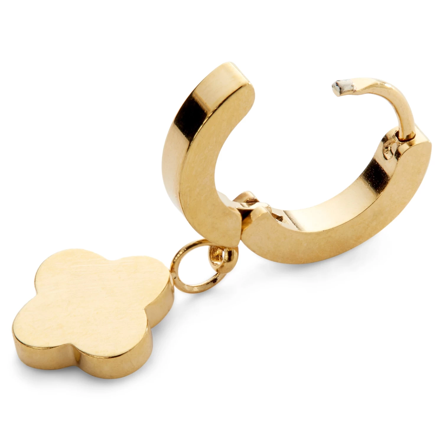 Sentio | Gold-tone & Black Surgical Steel Rounded Cross Charm Earring - Image 2