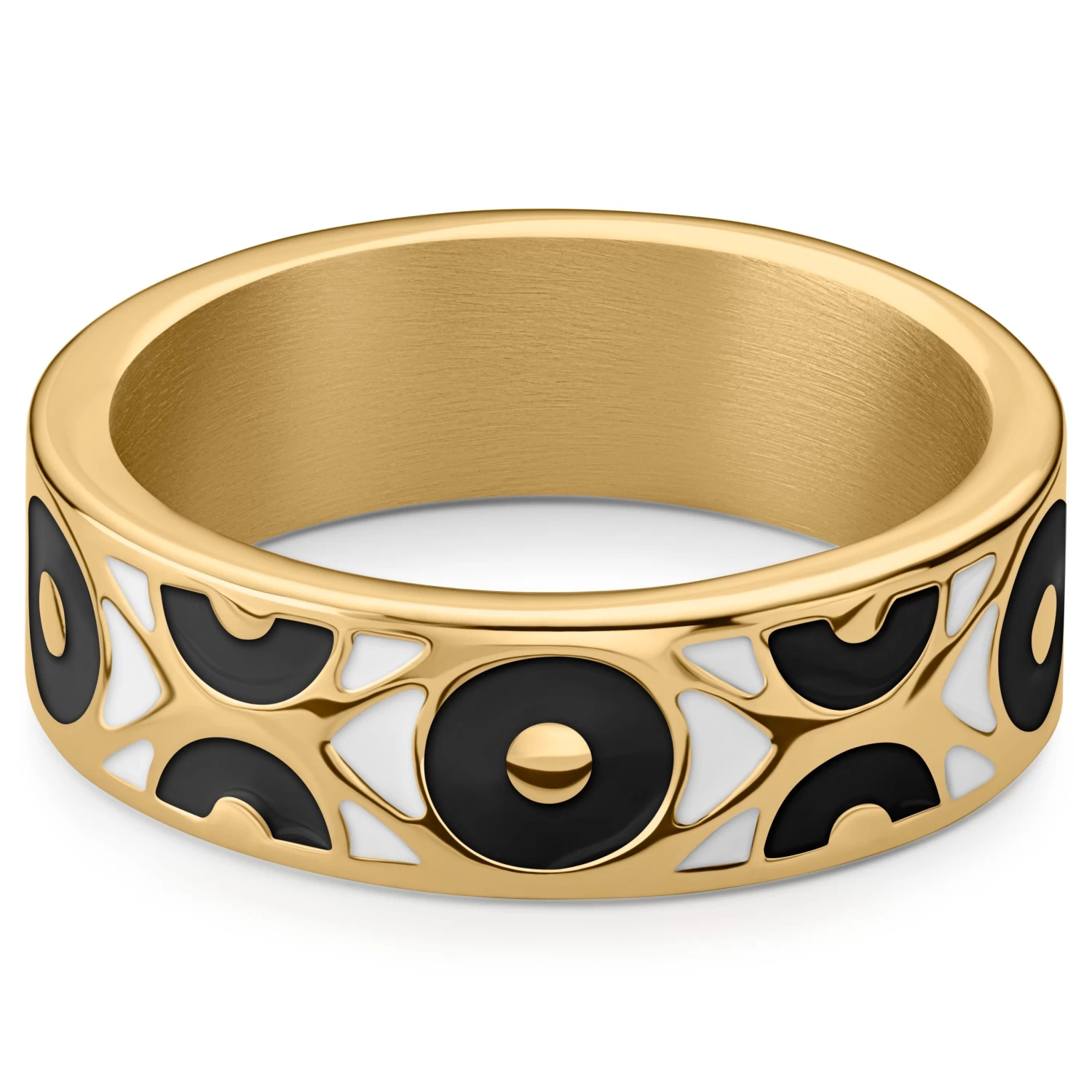 Evil Eye | 1/4" (7 Mm) Gold-tone Black Stainless Steel Ring - Image 2