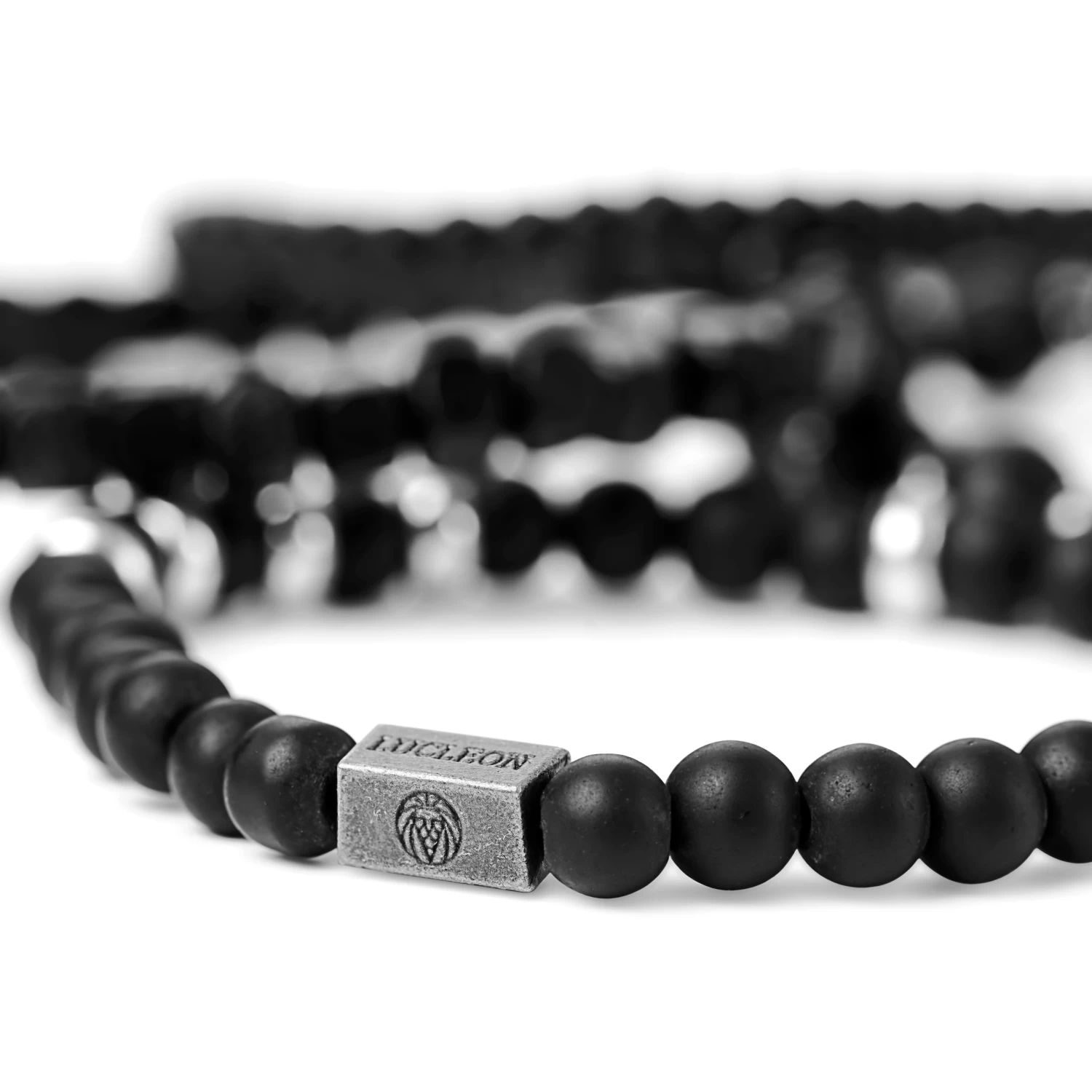 Black Onyx, Hematite & Wood Bead Bracelet Set - Image 2