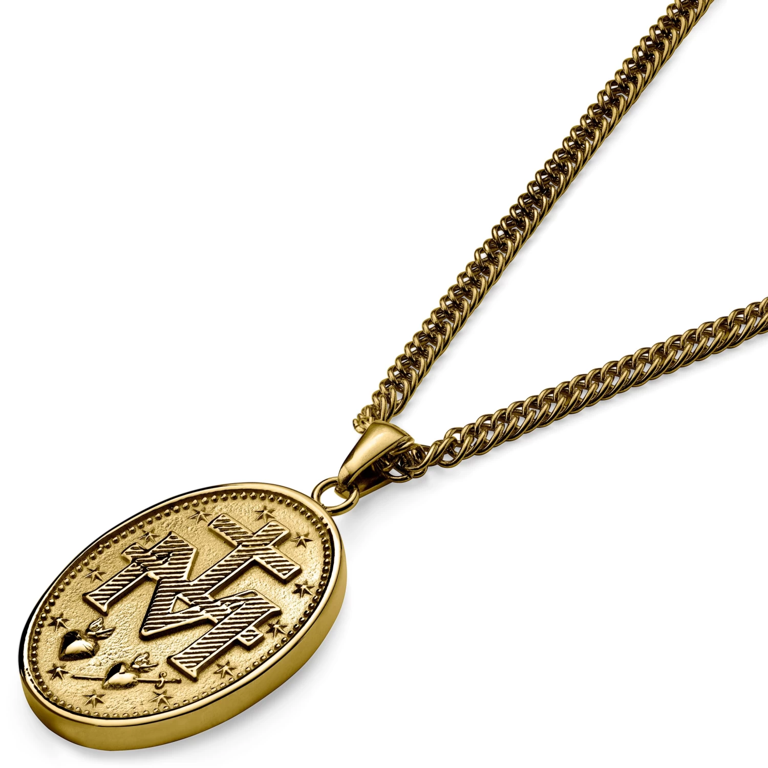 Sanctus | Gold-Tone Miraculous Medal Wheat Chain Necklace - Image 5