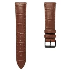18mm Crocodile-Embossed Tan Leather Watch Strap With Black Buckle – Quick Release