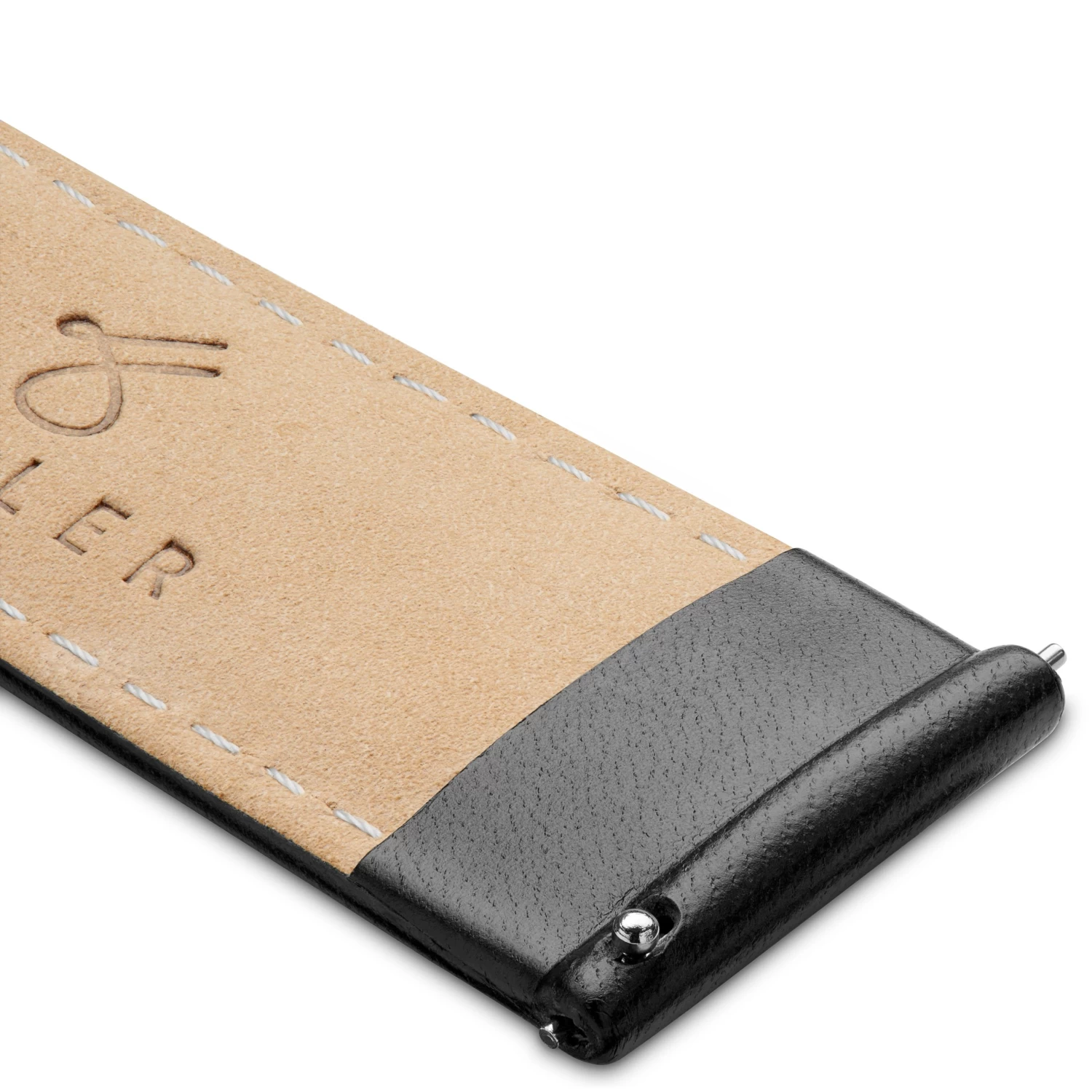 Black 7/8" (22 Mm) Leather Watch Strap With Gold-tone Buckle - Image 4