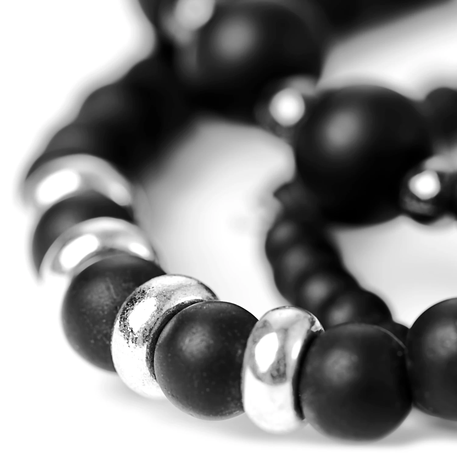 Black Onyx, Hematite & Wood Bead Bracelet Set - Image 6