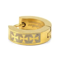 Sentio | Gold-Tone Surgical Steel Triple Cross Hoop Earring