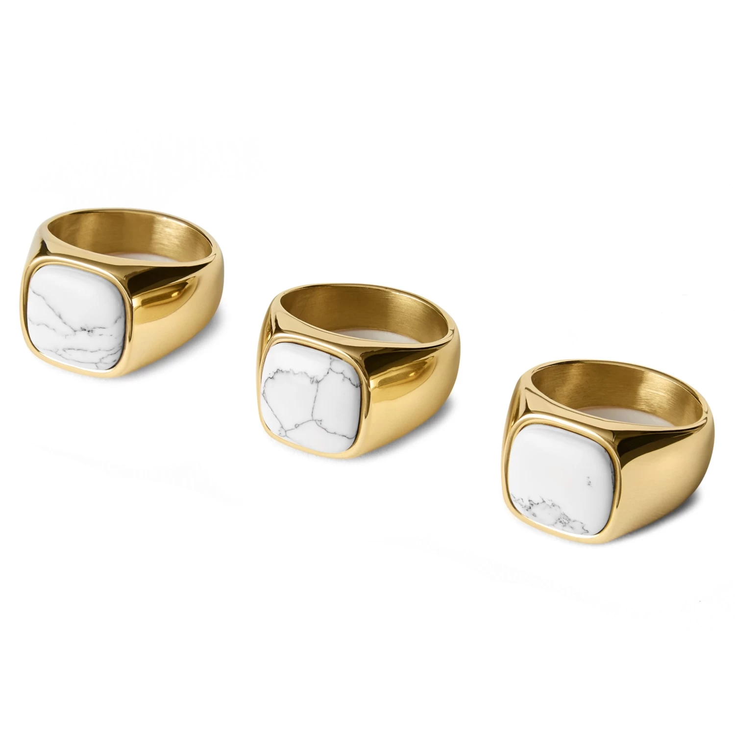Gravel | Gold-Tone With White Howlite Signet Ring - Image 2
