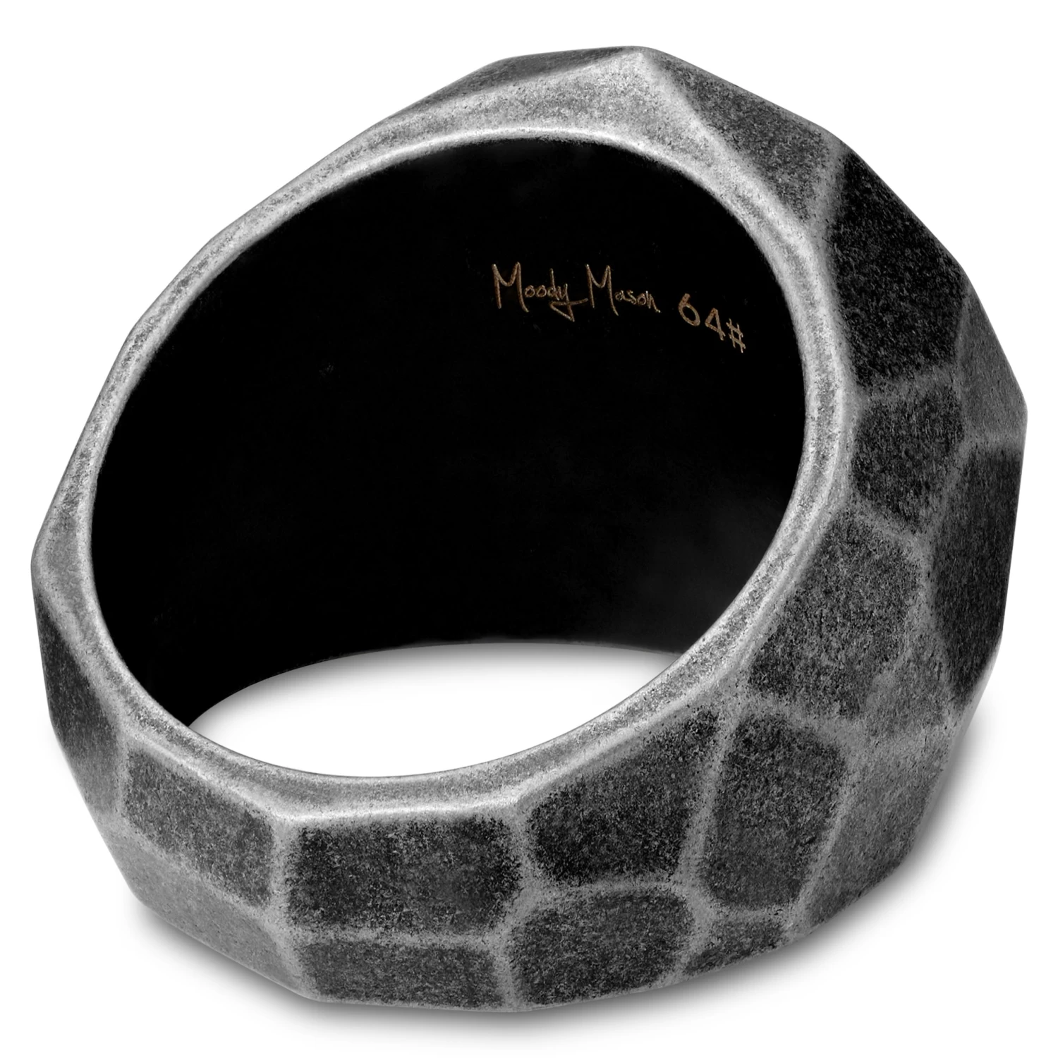 Jax | Dark Gray Stainless Steel With Black Agate Signet Ring - Image 2