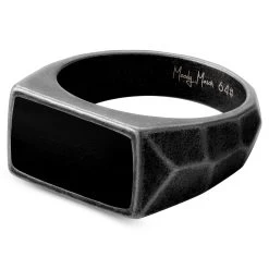 Jax | Black & Dark Gray Stainless Steel With Black Enamel Signet Ring