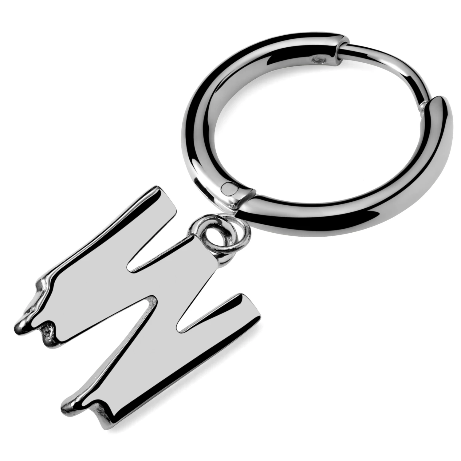 Fahrenheit | Silver-Tone Stainless Steel Melting Initial W Hoop Earring