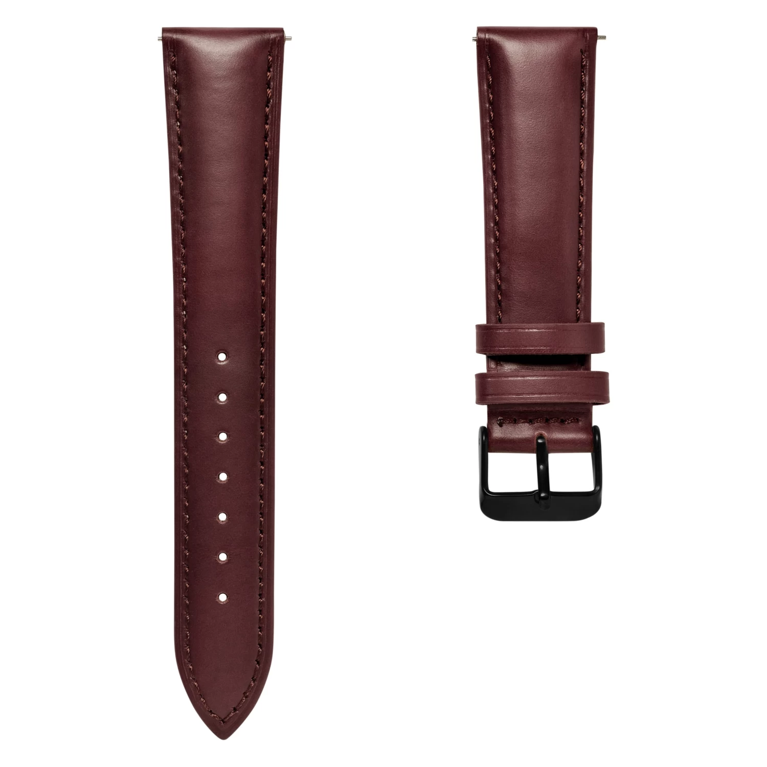18mm Dark-Brown Leather Watch Strap With Black Buckle – Quick Release