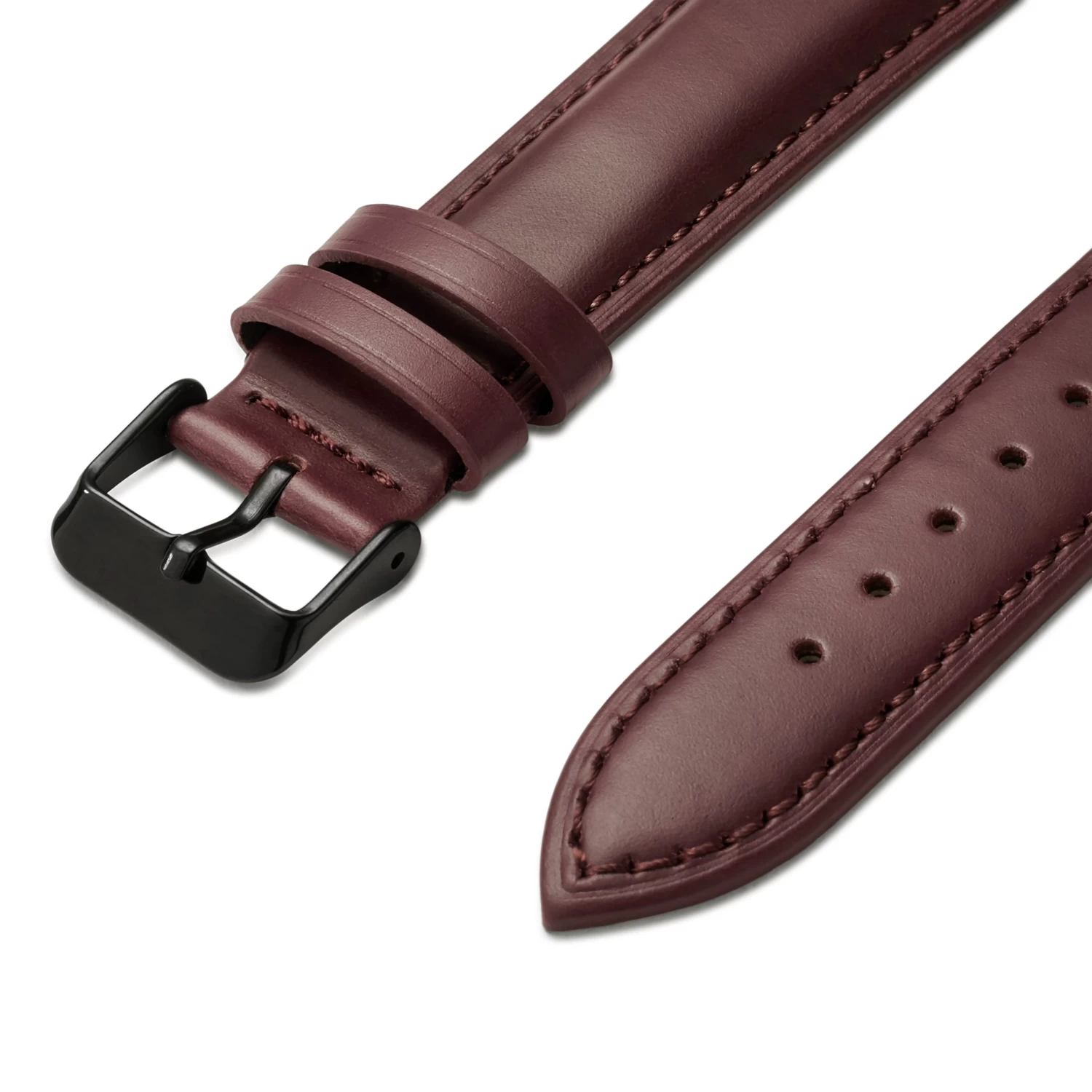 18mm Dark-Brown Leather Watch Strap With Black Buckle – Quick Release - Image 2