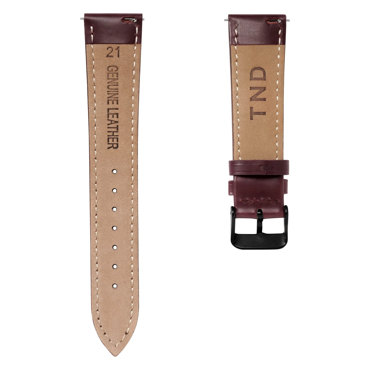 21mm Dark-Brown Leather Watch Strap With Black Buckle – Quick Release - Image 4