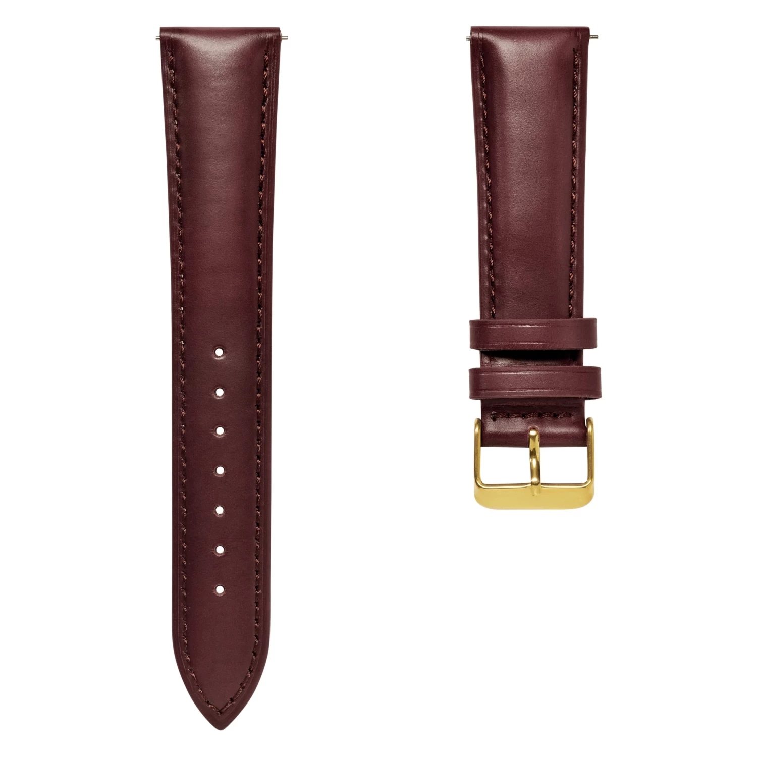 24mm Dark-Brown Leather Watch Strap With Gold-Tone Buckle – Quick Release