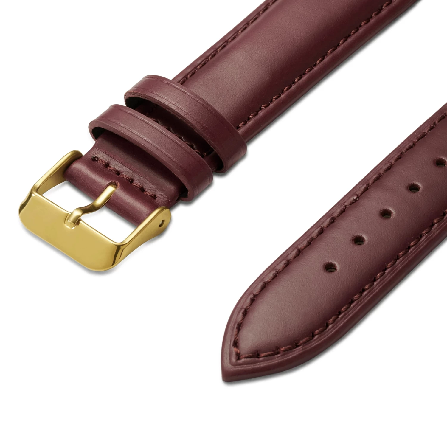 24mm Dark-Brown Leather Watch Strap With Gold-Tone Buckle – Quick Release - Image 2