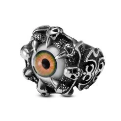 Black & Silver-Tone Eyeball Claw Ring