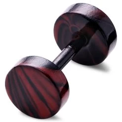 Satago | 1/3" (8 Mm) Black & Red Stainless Steel Faux Plug Stud Earring