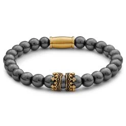 Vasilios | Dark Grey & Gold-Tone Hematite Bracelet