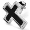 Vasilios | Silver-Tone & Black Stainless Steel Cross Stud Earring
