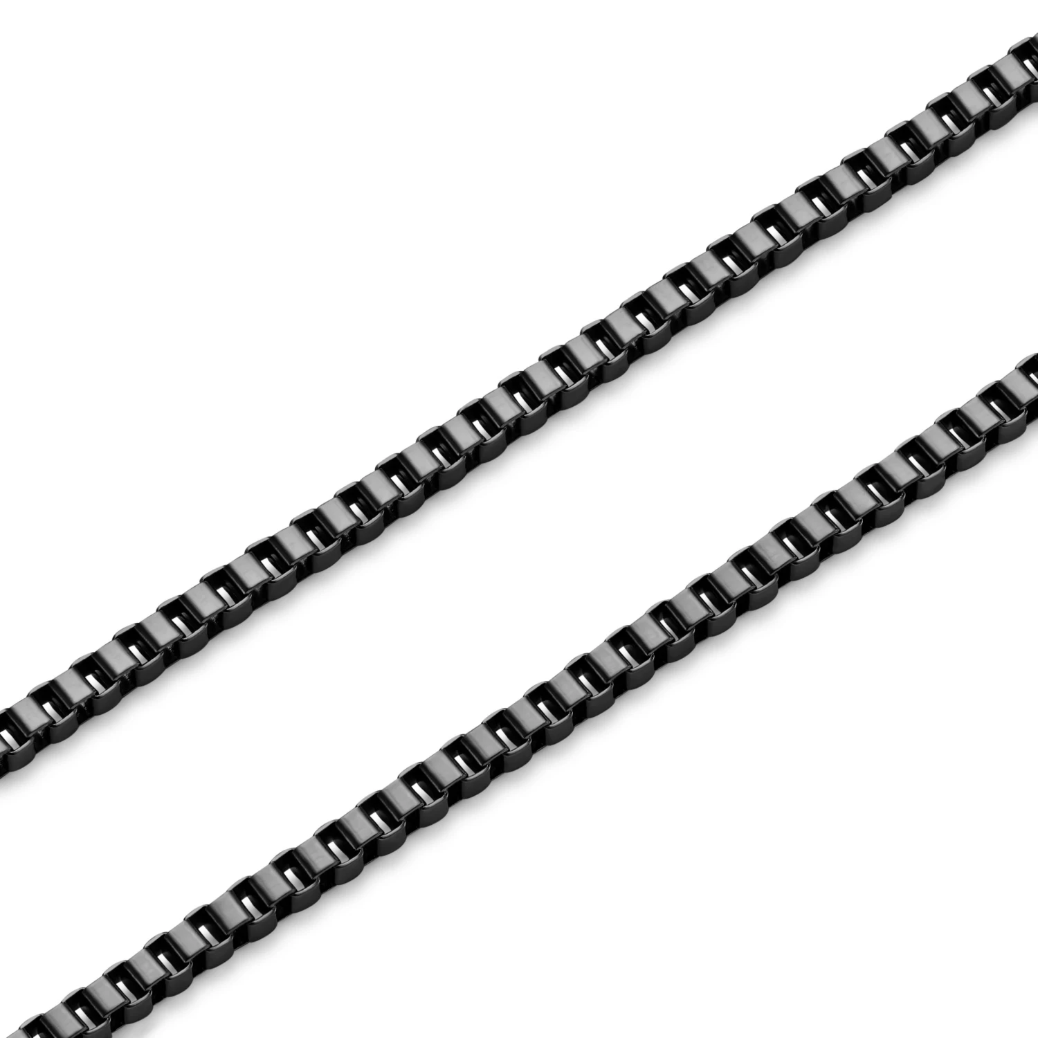 Essentials | 2 Mm Gunmetal Black Square Box Chain Bracelet - Image 4