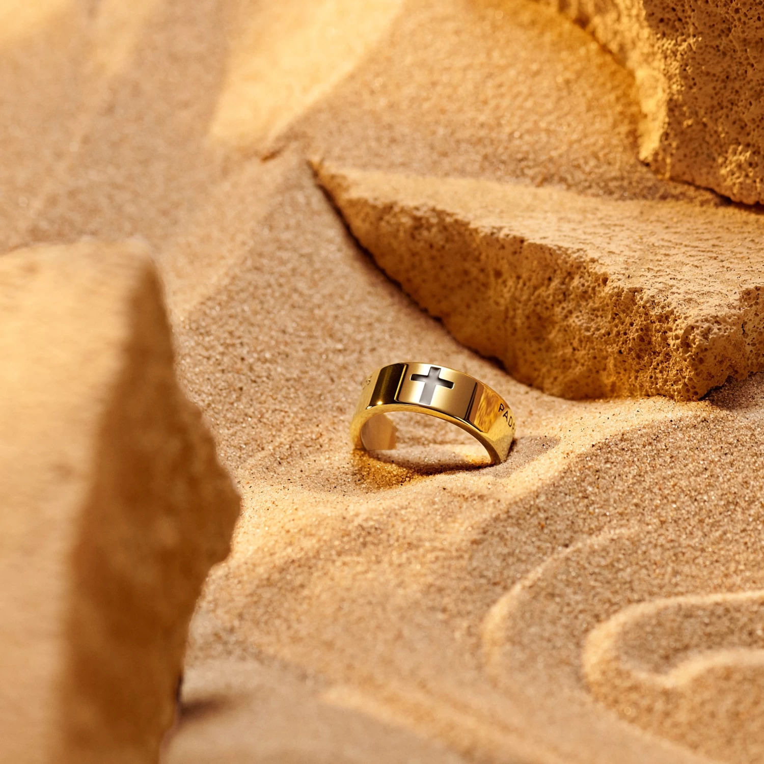 Unity | 1/3" (8 Mm) Gold-tone Spanish Lord’s Prayer Ring - Image 2