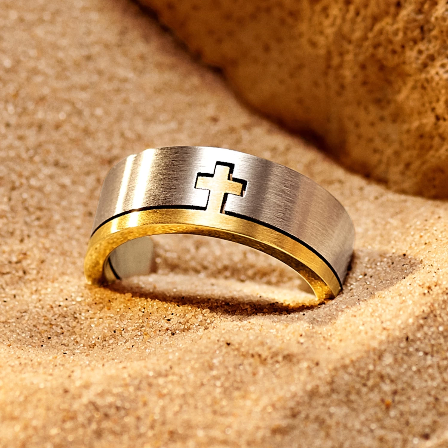 Unity | 1/3" (8 Mm) Silver- And Gold-tone Cross Ring - Image 6