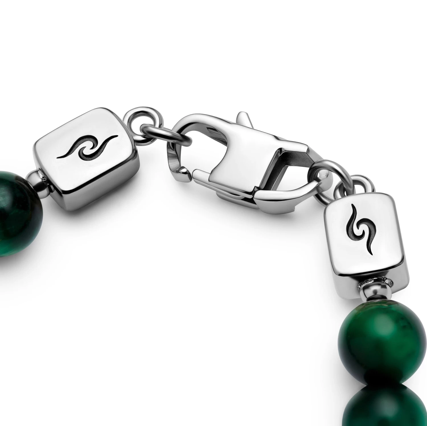 Rico | Green Tiger’s Eye & Silver-Tone Stainless Steel Skull Bracelet - Image 4