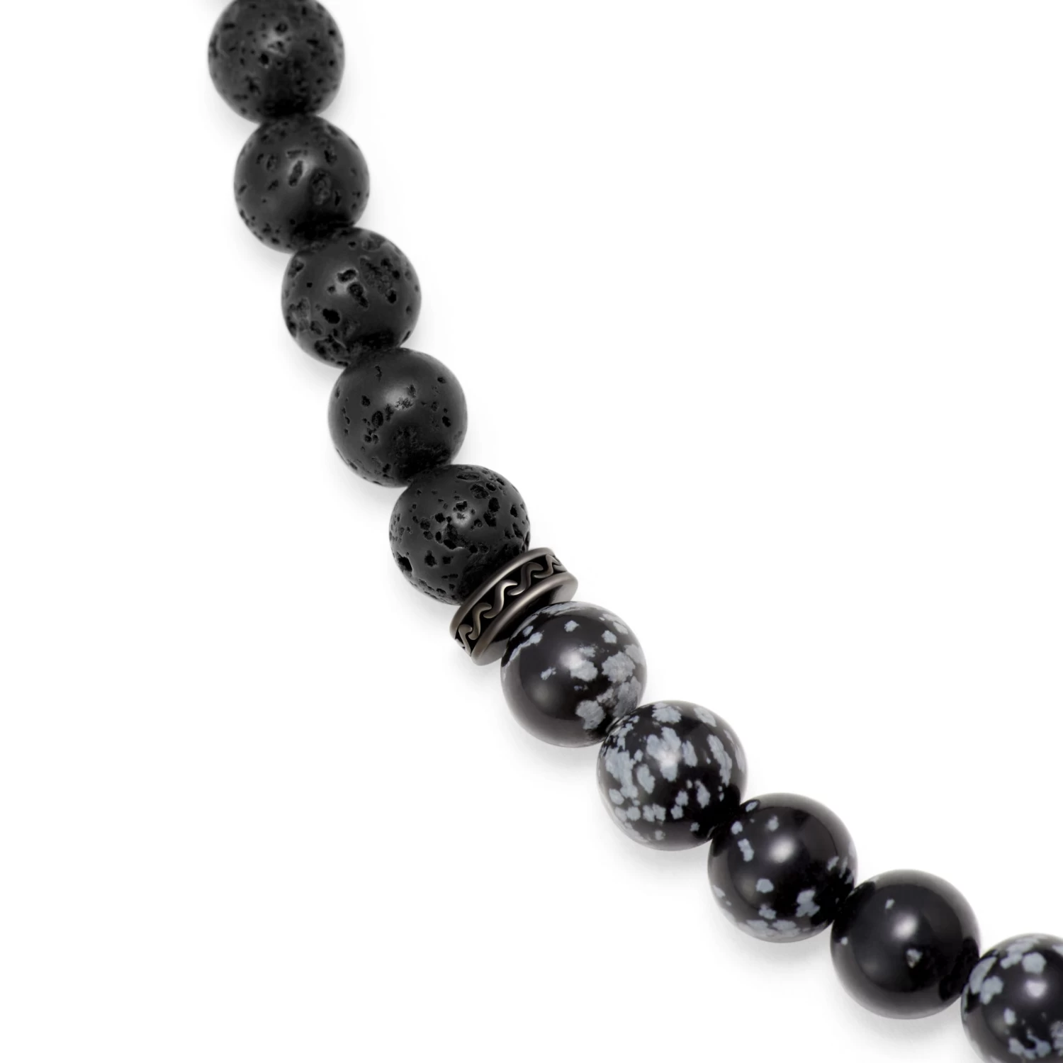 Rico | Black Lava & Snowflake Obsidian Skull Necklace - Image 3