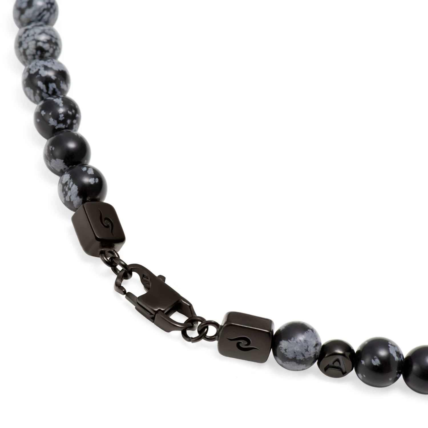 Rico | Black Lava & Snowflake Obsidian Skull Necklace - Image 4