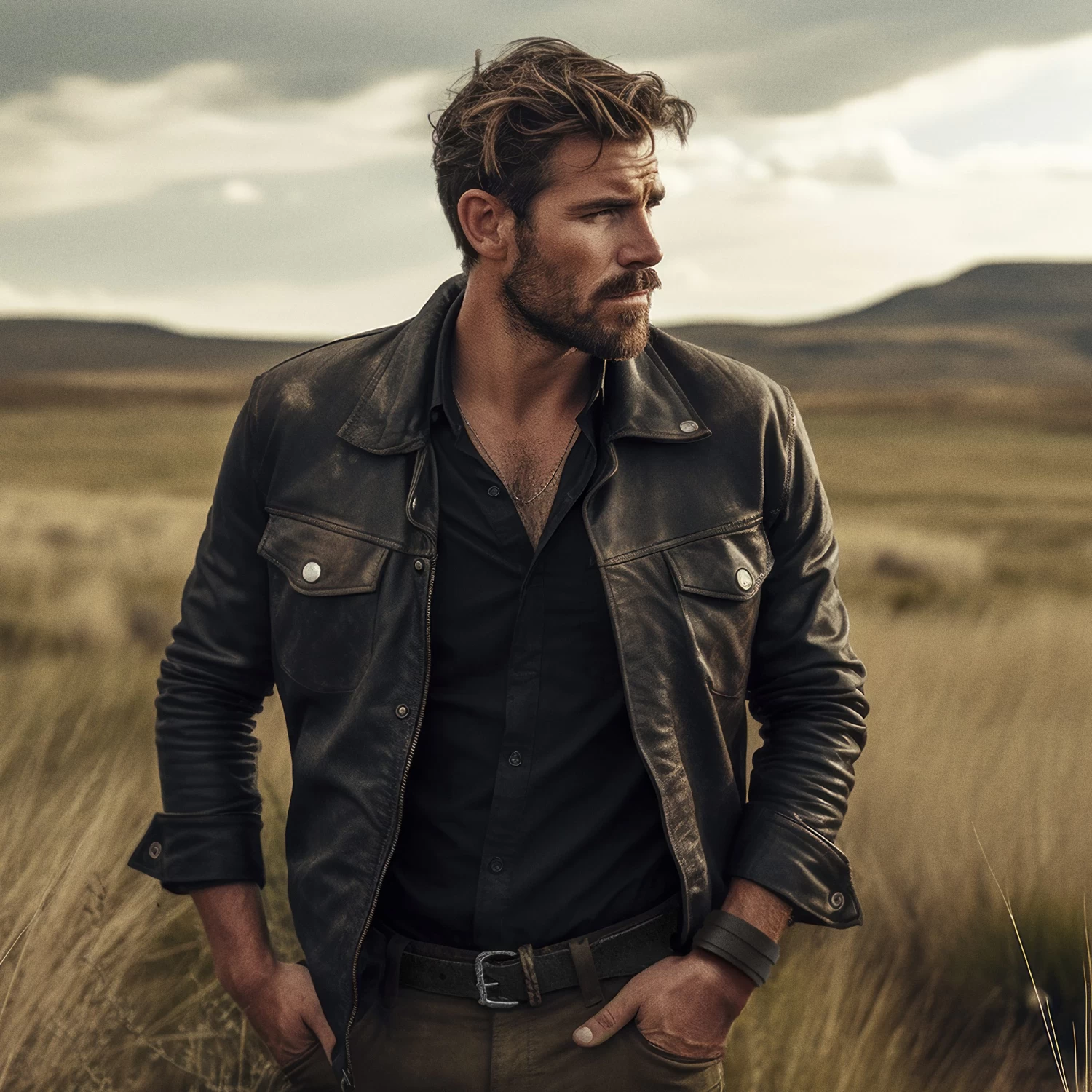 Gladius | Chunky Black Full Grain Buffalo Leather Bracelet - Image 3