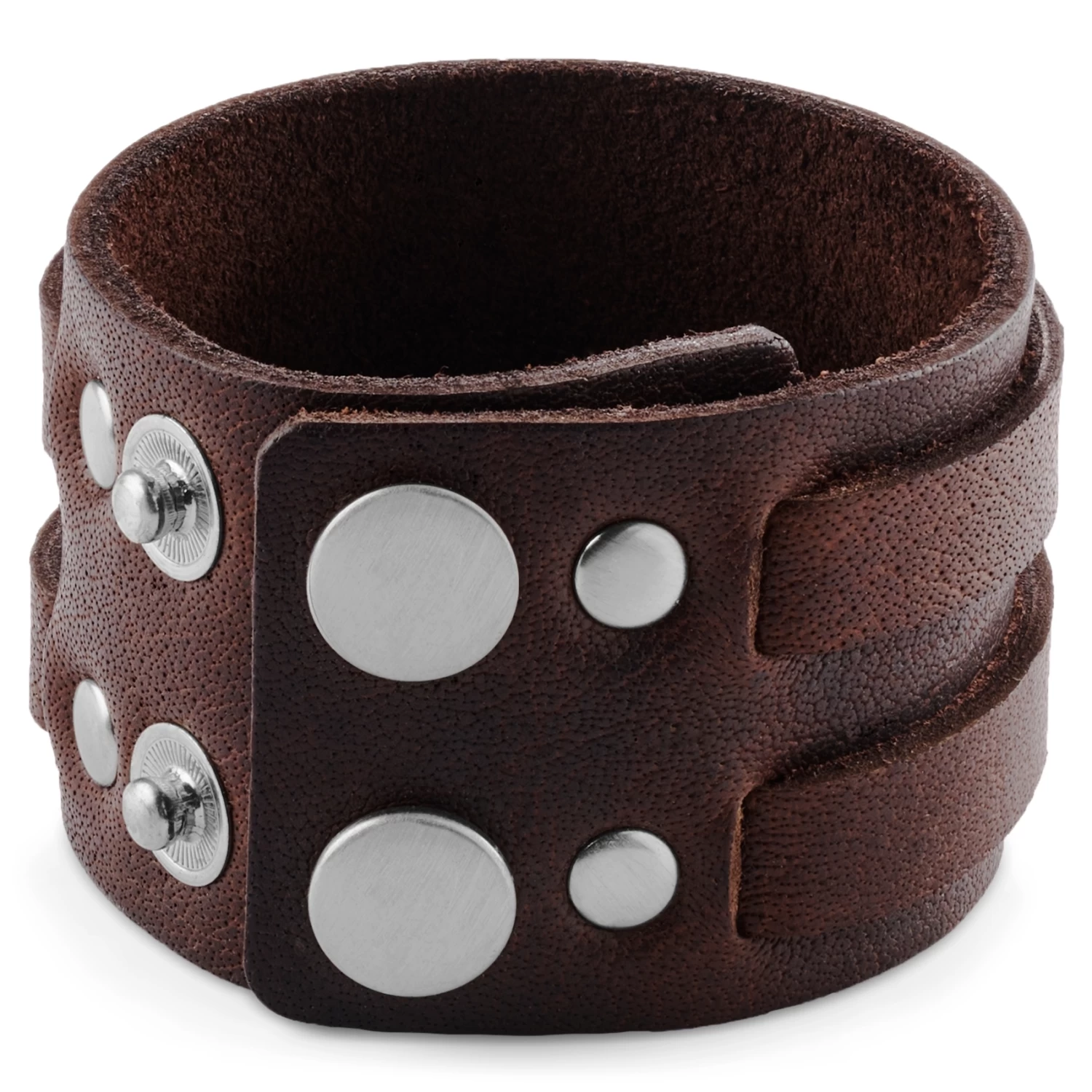 Gladius | Chunky Brown Full Grain Buffalo Leather Bracelet - Image 4