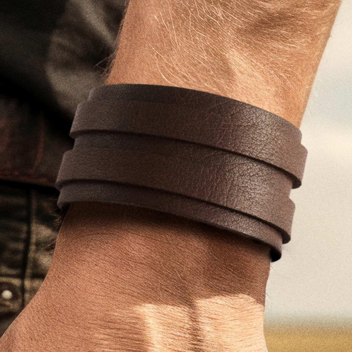 Gladius | Chunky Brown Full Grain Buffalo Leather Bracelet - Image 7