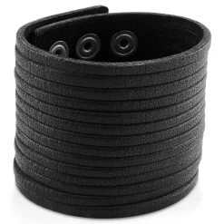 Gladius | Black Cut Full Grain Buffalo Leather Bracelet