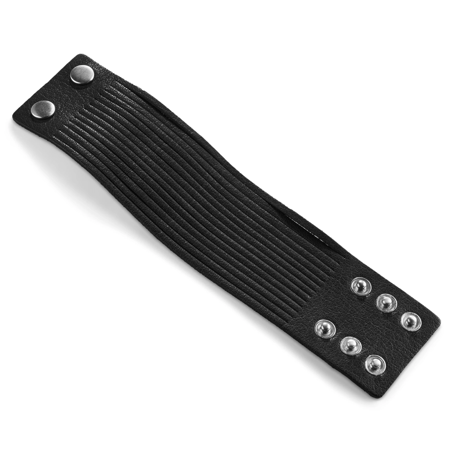 Gladius | Black Cut Full Grain Buffalo Leather Bracelet - Image 6