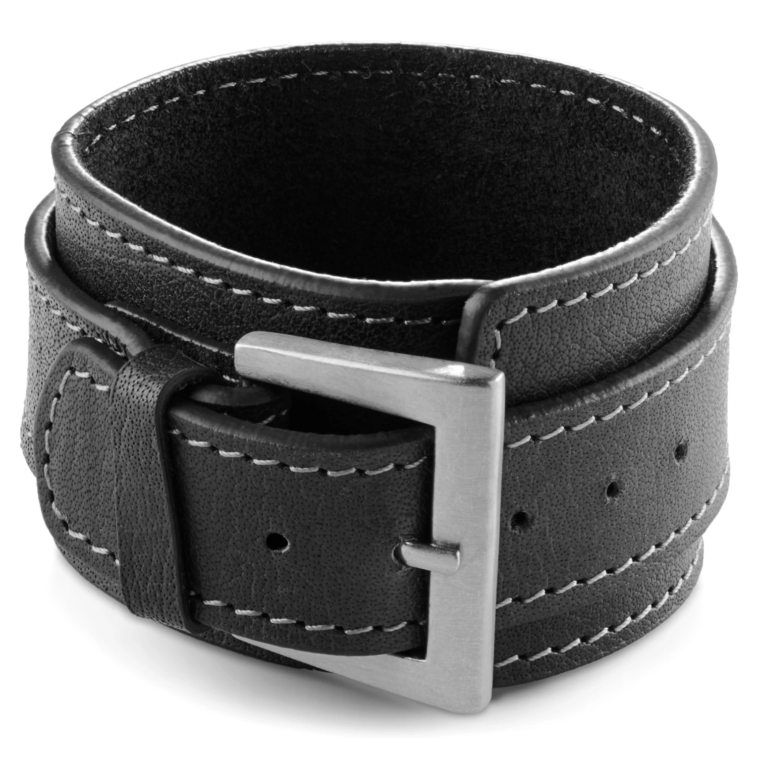 Gladius | Black Full Grain Buffalo Leather Pin Bracelet - Image 4