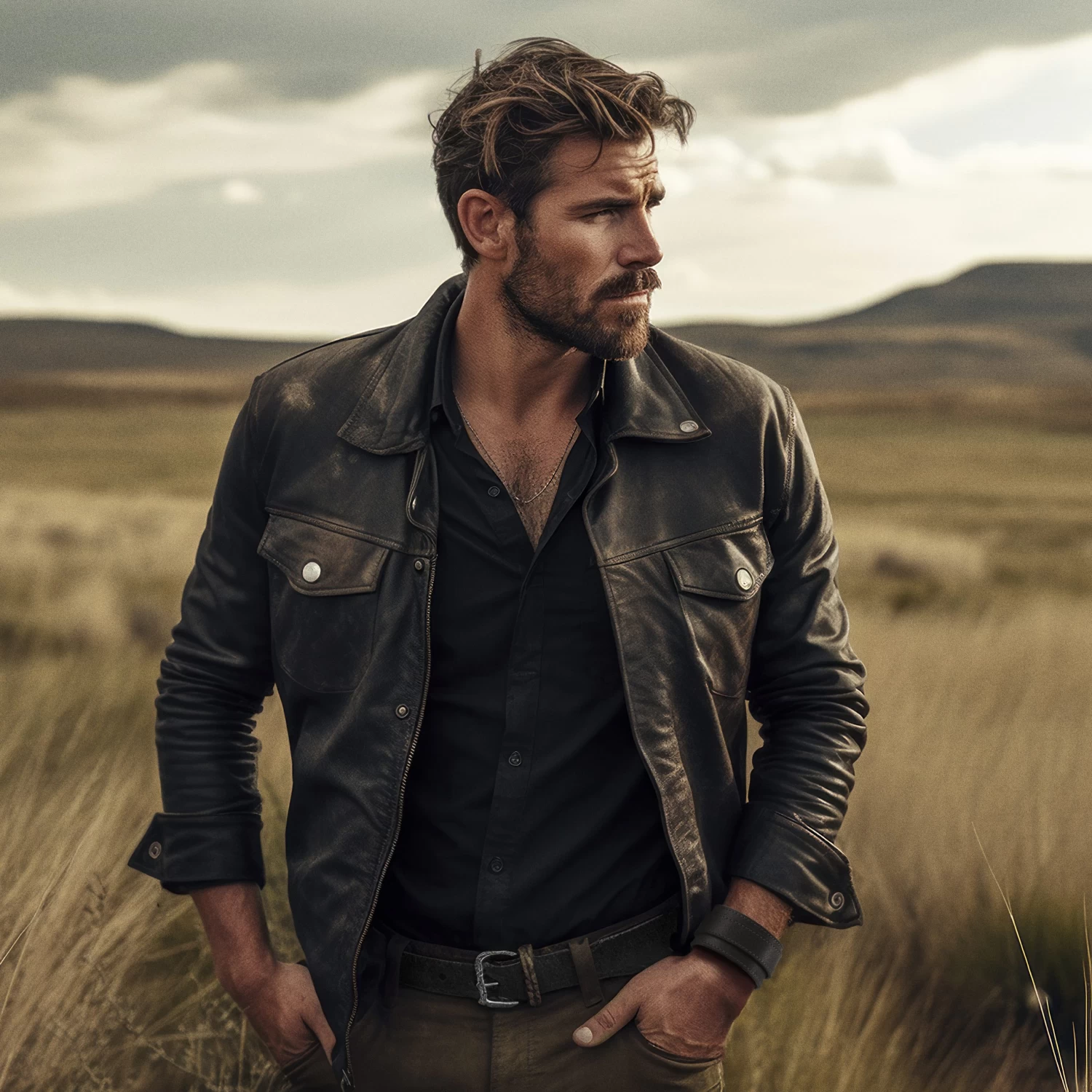 Gladius | Black Full Grain Buffalo Leather Pin Bracelet - Image 3