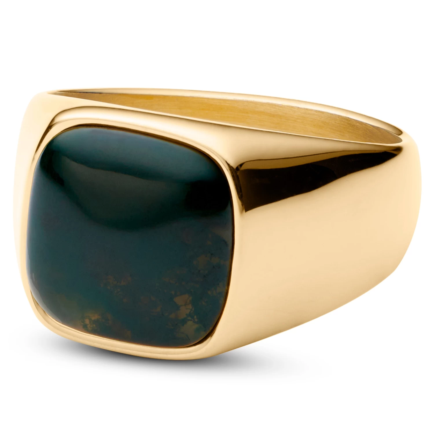 Gravel | Gold-Tone With Aquatic Agate Signet Ring - Image 6