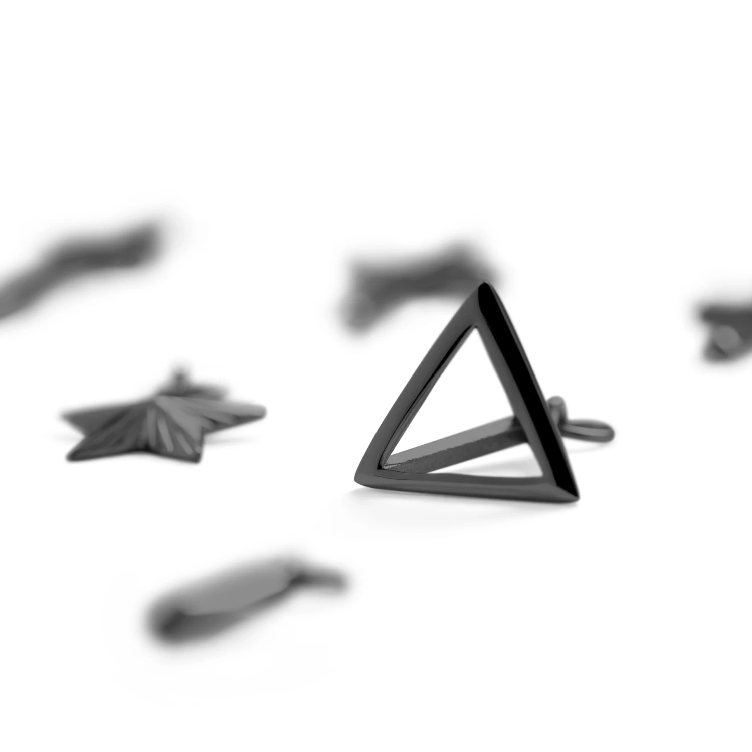 Black Hoop Earring With 9 Charms - Image 3