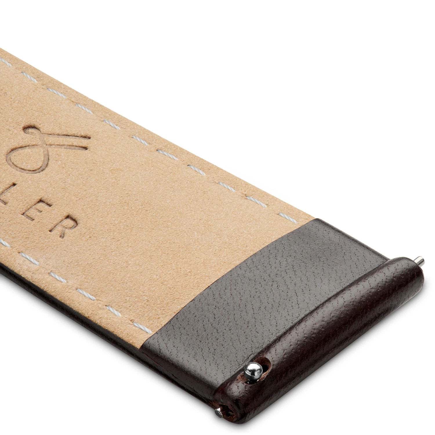 Brown 7/8" (22 Mm) Leather Watch Strap With White Stitching & Rose Gold-tone Buckle - Image 4