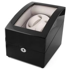 Lockable Polished Black Rotary Watch Case - 5 Watches