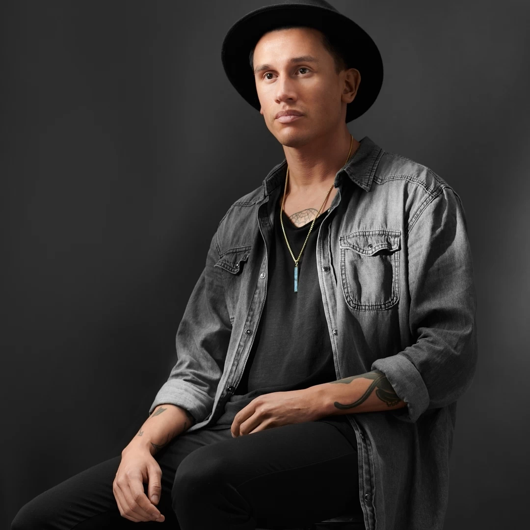 Orisun | Gold-Tone Larimar Stone Line Pendant Necklace - Image 3