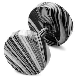 Satago | 1/3" (8 Mm) Black & White Stainless Steel Faux Plug Stud Earring