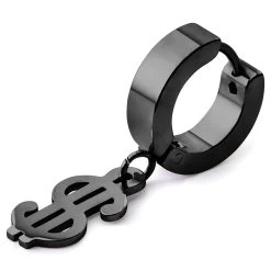 Floyd | Black Stainless Steel Dollar Hoop Earring
