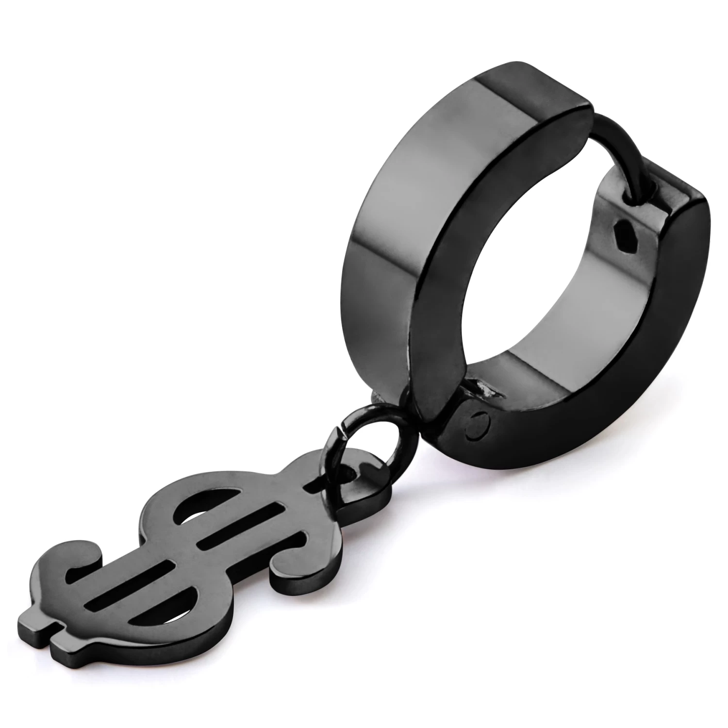 Floyd | Black Stainless Steel Dollar Hoop Earring