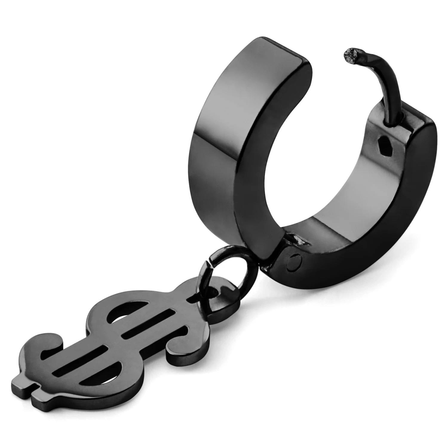 Floyd | Black Stainless Steel Dollar Hoop Earring - Image 2