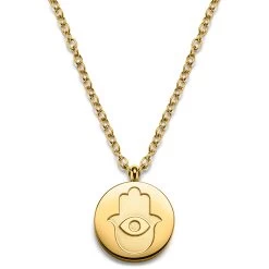 Unity | Gold-tone Hamsa Hand Circle Necklace