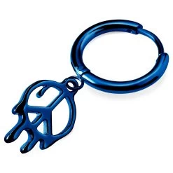 Fahrenheit | Blue Stainless Steel Melting Peace Sign Hoop Earring