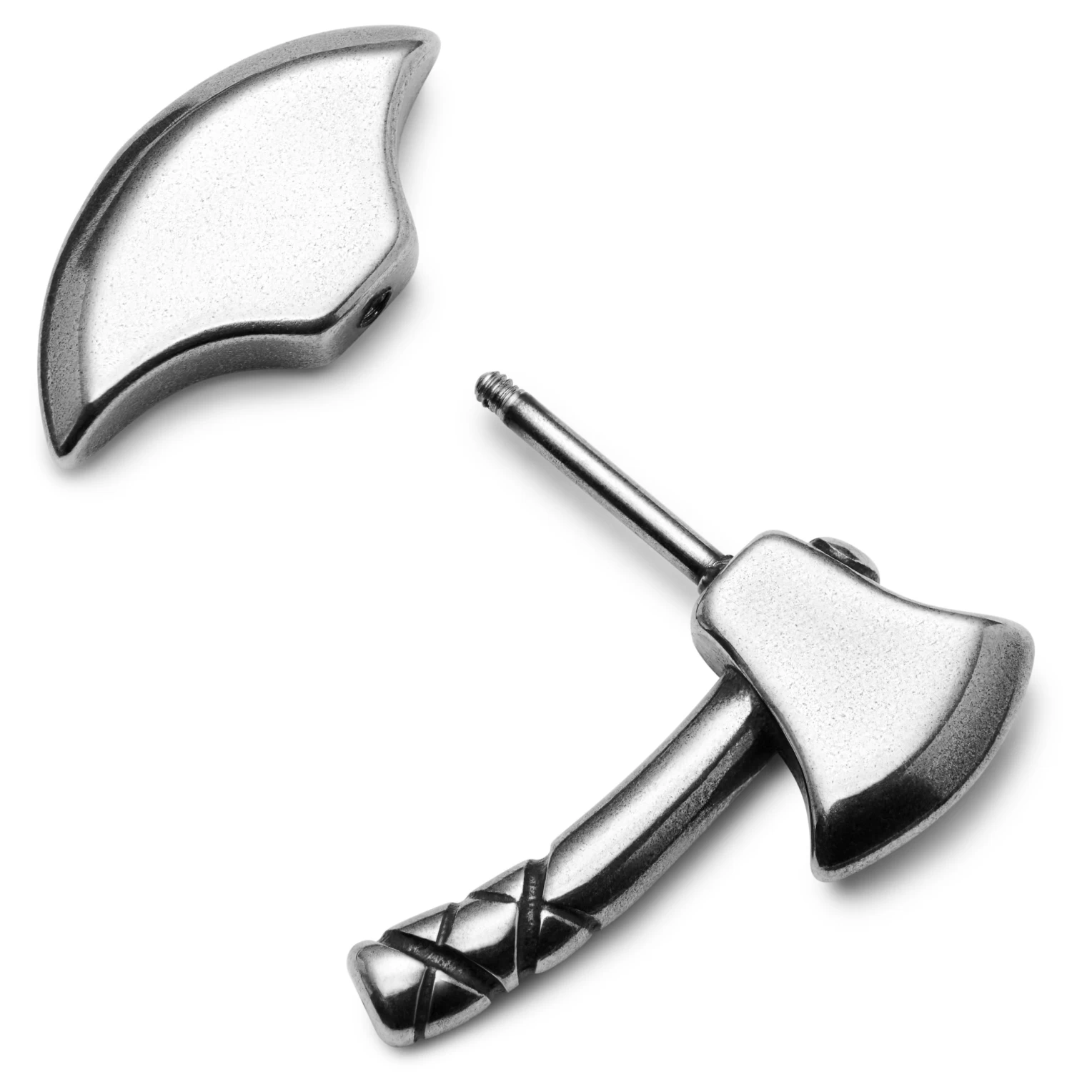 Satago | Stainless Steel Axe Faux Gauge Stud Earring - Image 2
